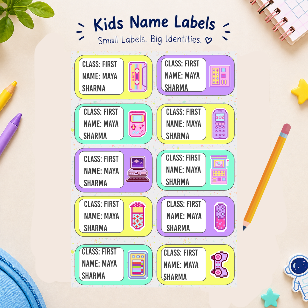 pixels kids label