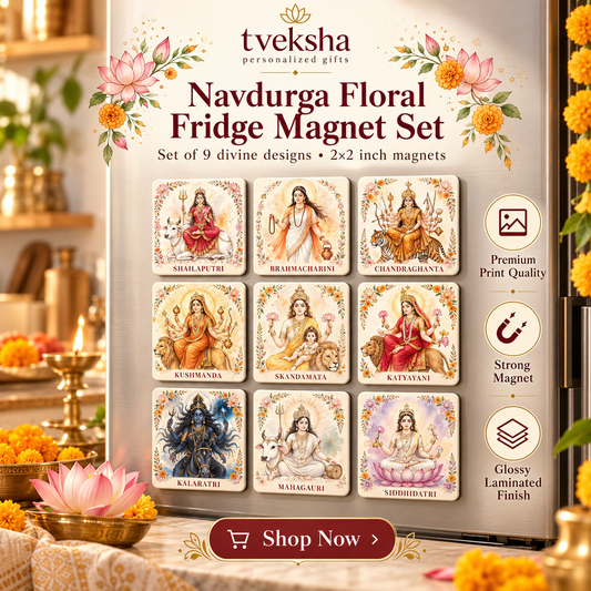 Navdurga Floral Flexible photo Fridge Magnets Set of 9 | Nine Forms of Maa Durga