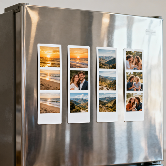 Magnetic Photobooth Strips – 3 Photo Layout – Packs of 4–12