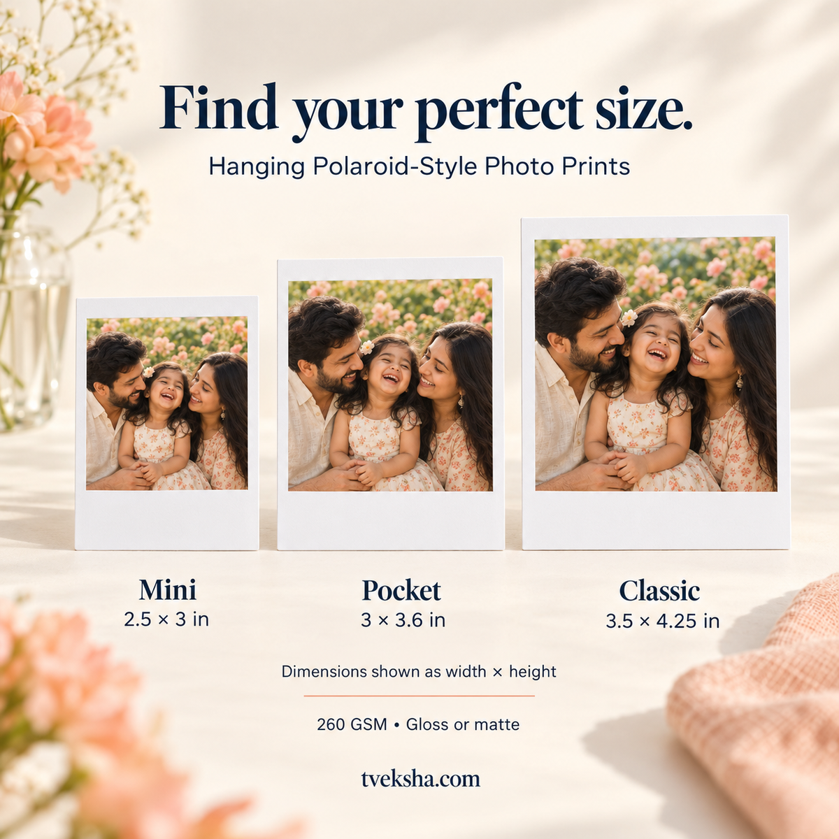 Hanging Polaroid-Style Photo Prints – 8–16 Prints