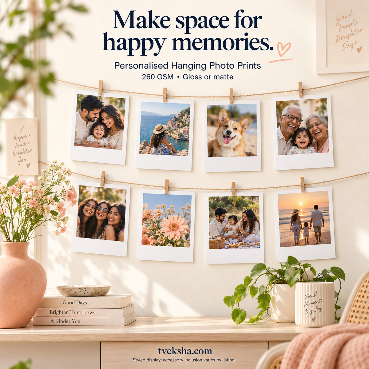Hanging Polaroid-Style Photo Prints – 8–16 Prints