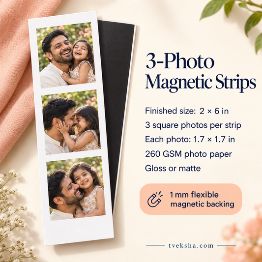 Magnetic Photobooth Strips – 3 Photo Layout – Packs of 4–12