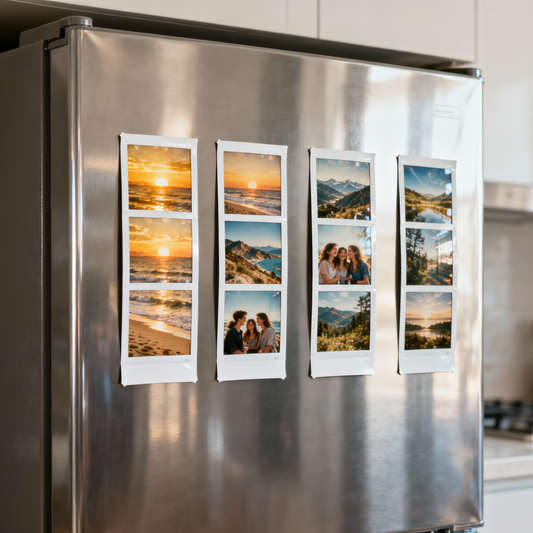 Magnetic Photobooth Strips – 3 Photo Layout – Packs of 4–12