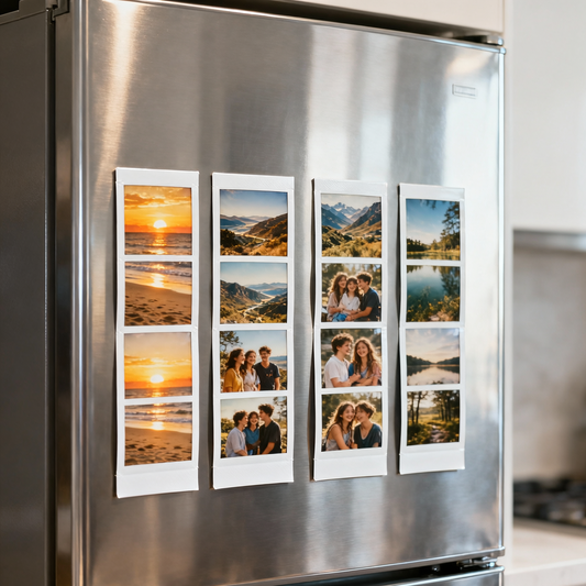 Magnetic Photobooth Strips – 4 Photo Layout – Packs of 4–12