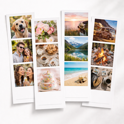 Photobooth Strips – 3 Photo Layout – Packs of 4–12