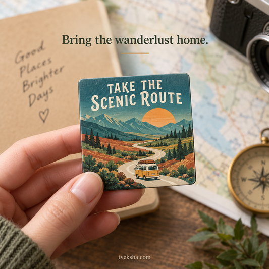 Take the Scenic Route – Travel Fridge Magnet